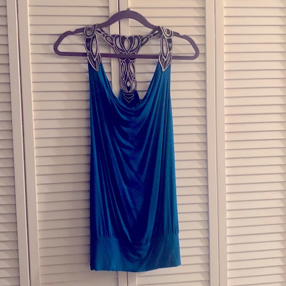Top sleeveless teal L